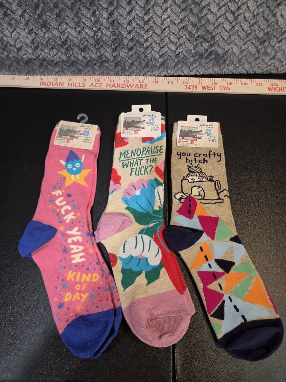 Sarcastic Funny Novelty Socks Set Of 3 Pairs NWT Blue Q Doctors Without Borders